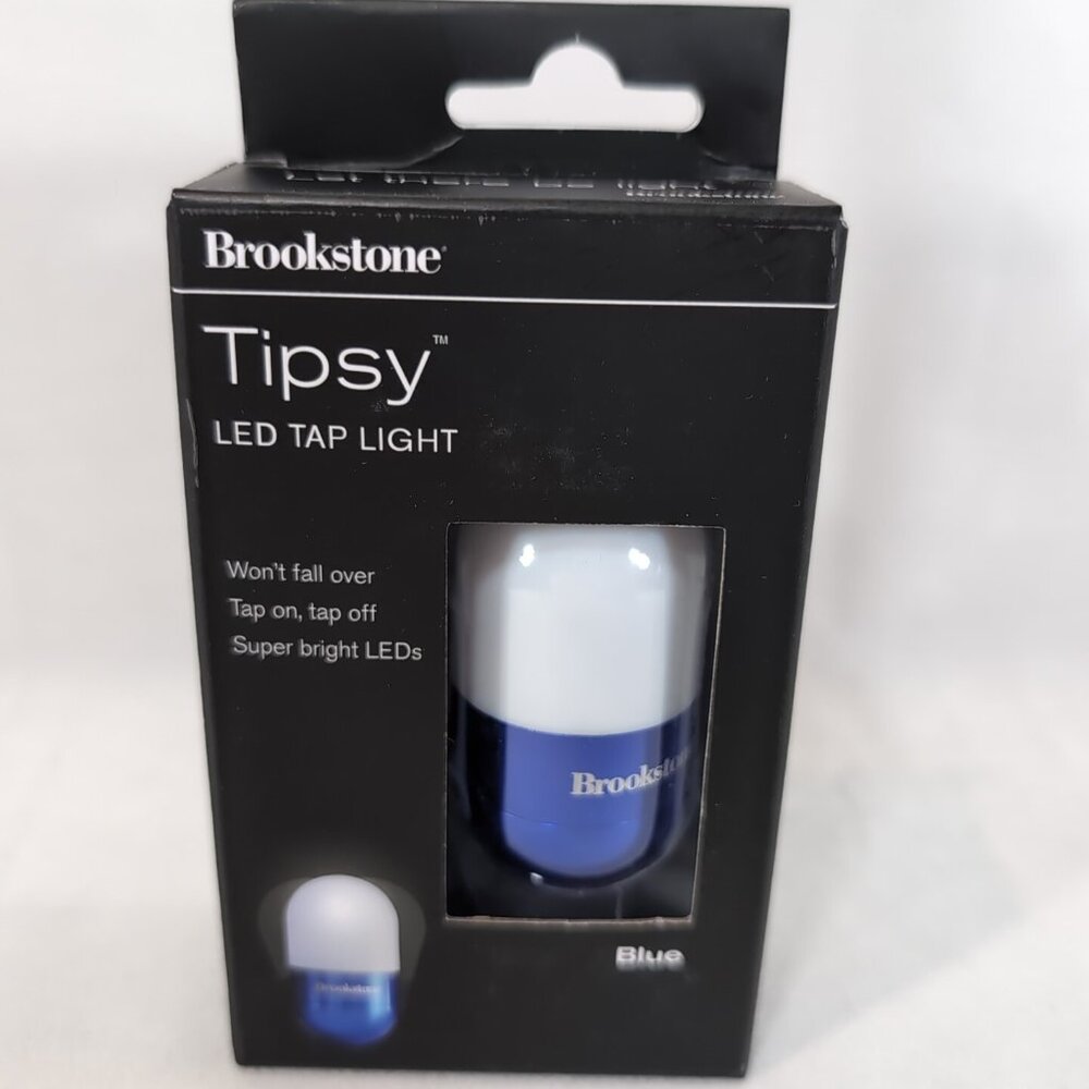 Brookstone Tipsy LED Tap Light Blue NEW 842428 Shake Bright Auto Shutoff 6 min